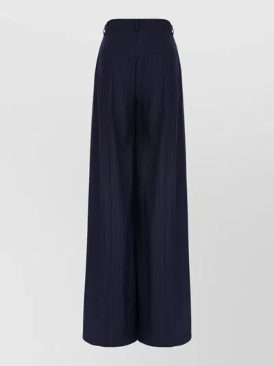 Le Sully Studio Wide Leg Trousers Pinstripe Pattern Back Pocket In Blue