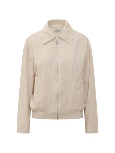 Le Sully Studio Zip Bomber Jacket In Neutral