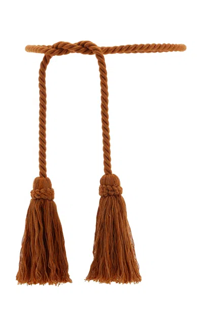 Le Sundial Tasseled Rope Belt In Orange