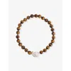 Le Sundial Womens Brown Nautilus Sterling-silver And Tigers Eye Beaded Collar Necklace In Brown
