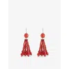 Le Sundial Womens Red Venice Opera Sterling-silver And Carnelian Drop Earrings In Red
