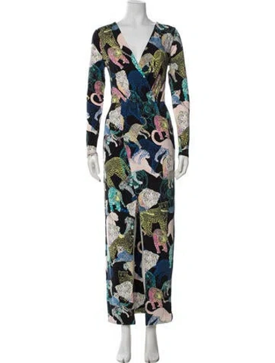 Pre-owned Le Superbe Animal Print Long Dress In Black