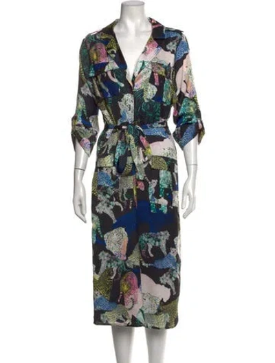 Pre-owned Le Superbe Animal Print Midi Length Dress In Black