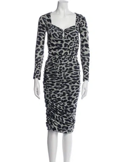 Pre-owned Le Superbe Animal Print Midi Length Dress In Blue