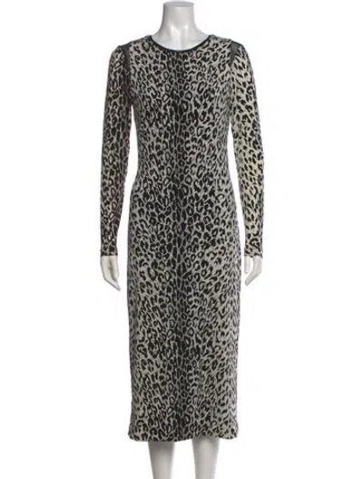 Pre-owned Le Superbe Animal Print Midi Length Dress In Gray