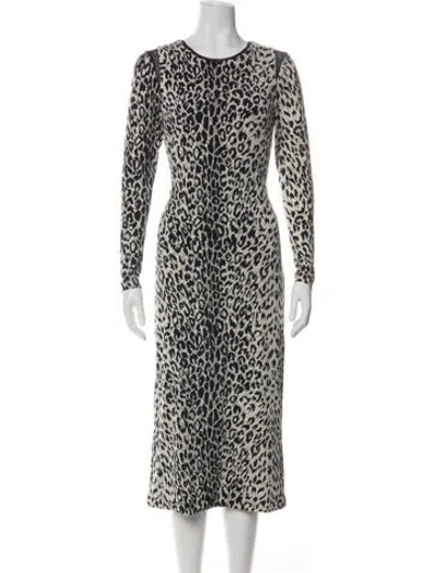 Pre-owned Le Superbe Animal Print Midi Length Dress In Green