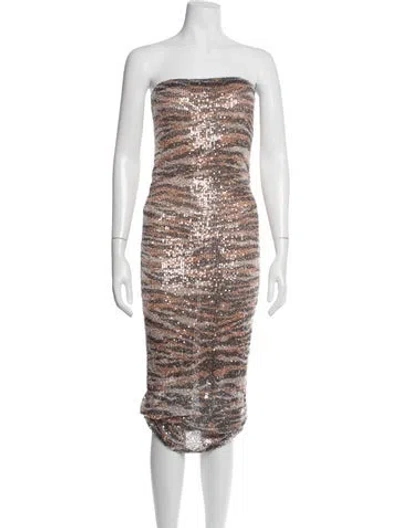 Pre-owned Le Superbe Animal Print Midi Length Dress W/ Tags In Brown
