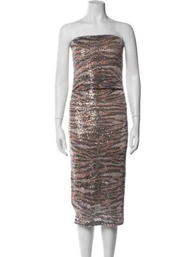 Pre-owned Le Superbe Animal Print Midi Length Dress W/ Tags In Silver