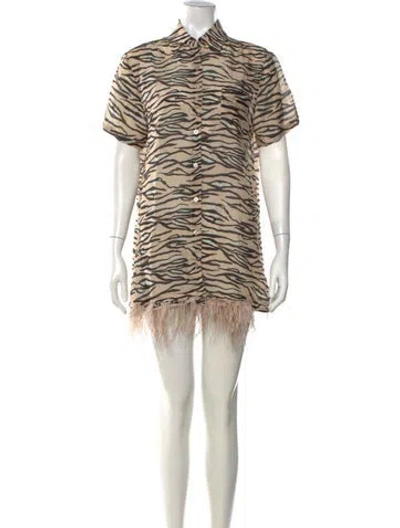 Pre-owned Le Superbe Animal Print Mini Dress In Neutral