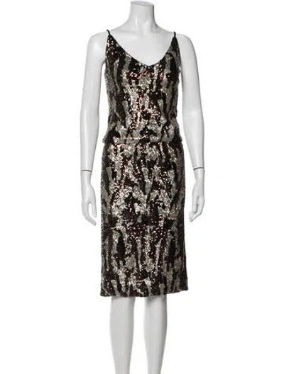 Pre-owned Le Superbe Animal Print Sequin Embellishments Skirt Set In Black
