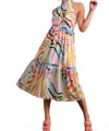 Le Superbe Arabella Abstract Midi Dress In Pink Mix In Multi