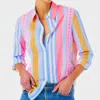 Le Superbe Boyfriend Shirt In Goa Surf Stripe In Multi