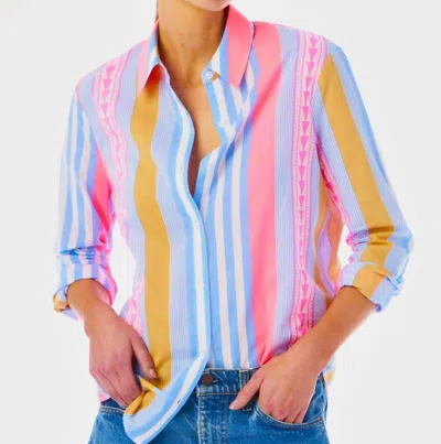 Le Superbe Boyfriend Shirt In Goa Surf Stripe In Multi