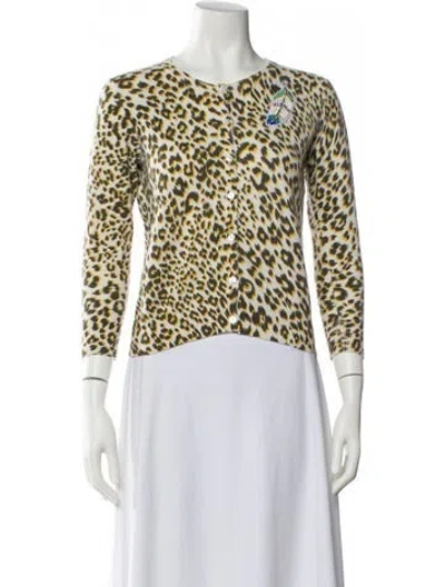Pre-owned Le Superbe Cashmere Animal Print Sweater In Neutral