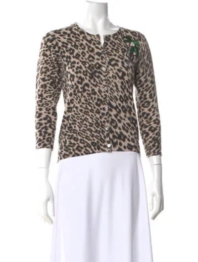Pre-owned Le Superbe Cashmere Animal Print Sweater In Neutral