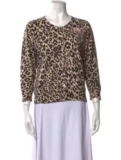 Pre-owned Le Superbe Cashmere Animal Print Sweater In Neutrals
