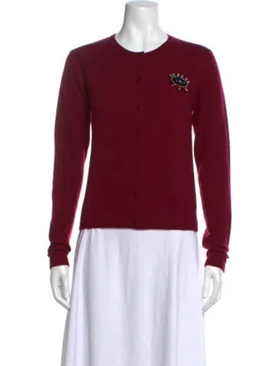 Pre-owned Le Superbe Cashmere Crew Neck Sweater In Burgundy