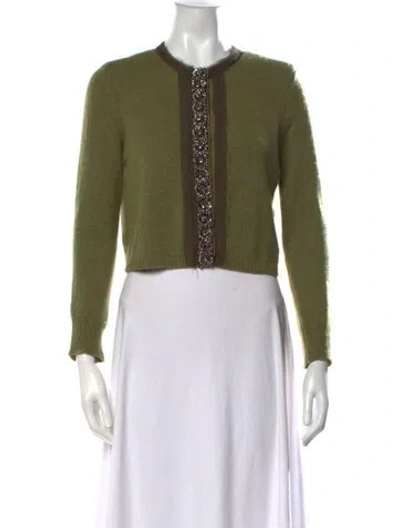 Pre-owned Le Superbe Cashmere Crew Neck Sweater In Green