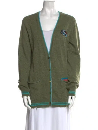 Pre-owned Le Superbe Cashmere Graphic Print Sweater In Green