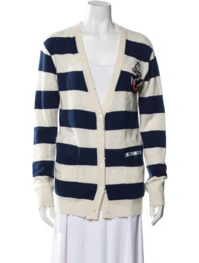 Pre-owned Le Superbe Cashmere Striped Sweater In Blue/neutrals