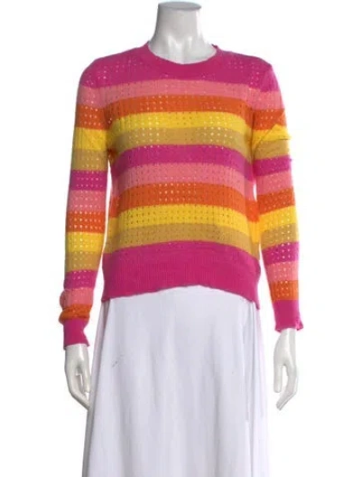 Pre-owned Le Superbe Cashmere Striped Sweater In Pink