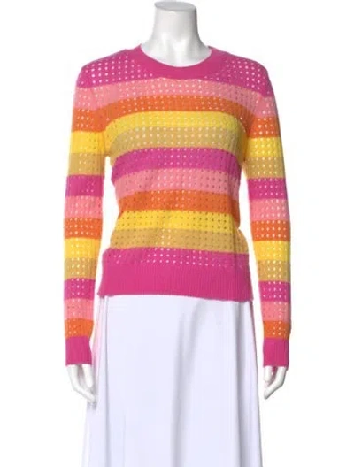Pre-owned Le Superbe Cashmere Striped Sweater W/ Tags In Pink