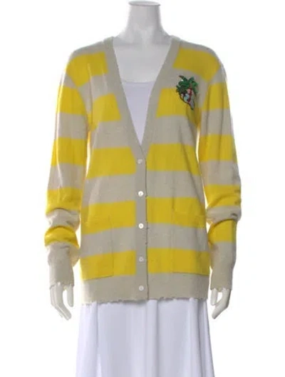 Pre-owned Le Superbe Cashmere Striped Sweater In Yellow