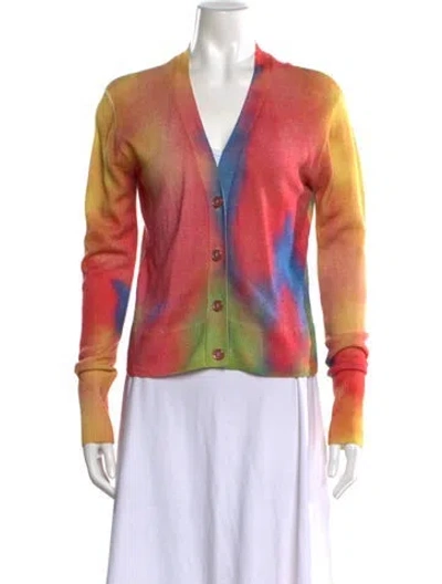 Pre-owned Le Superbe Cashmere Tie-dye Print Sweater In Red