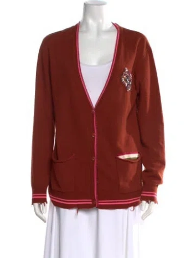 Pre-owned Le Superbe Cashmere V-neck Sweater In Brown