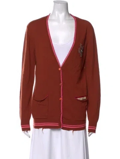 Pre-owned Le Superbe Cashmere V-neck Sweater In Red
