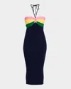 Le Superbe Catching Rays Stripe Bandeau Midi Dress In Navy