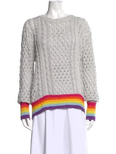 Pre-owned Le Superbe Colorblock Pattern Crew Neck Sweater In Grey/metallic