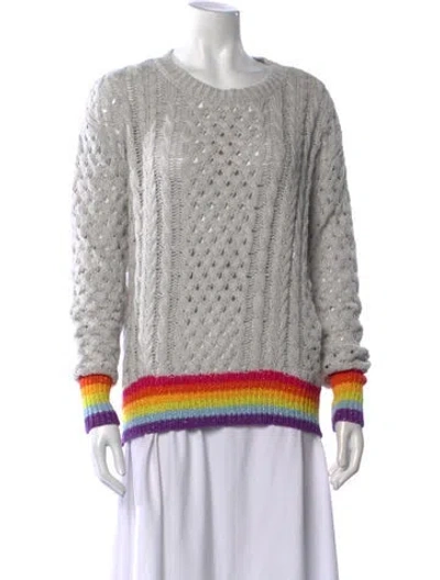 Pre-owned Le Superbe Colorblock Pattern Crew Neck Sweater W/ Tags In Grey/metallic