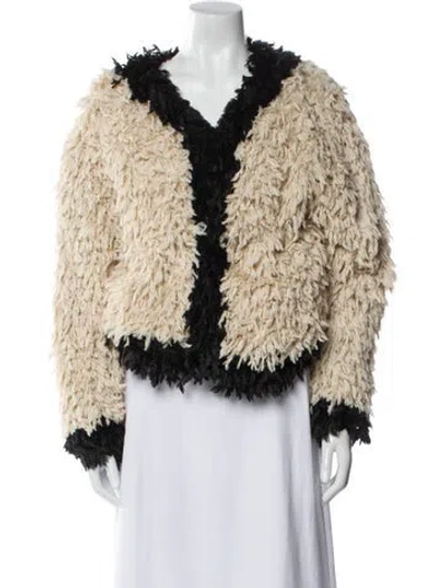 Pre-owned Le Superbe Colorblock Pattern Faux Fur Jacket In Neutral