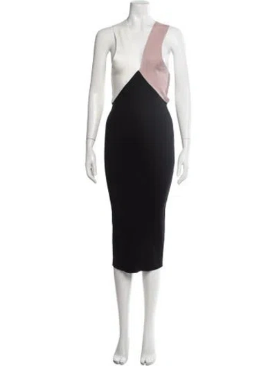 Pre-owned Le Superbe Colorblock Pattern Midi Length Dress In Black