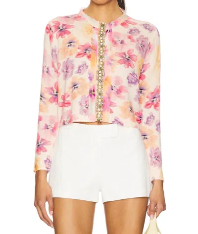 Le Superbe Coquette Floral Cropped Sweater In Frida Flowers In Multi