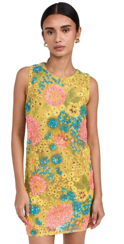 Le Superbe Day Shifter Dress Ojai Flower Sequins In Multi