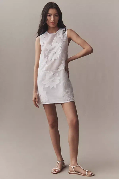 Le Superbe Enlightened Shifter Sleeveless Floral Mesh Mini Dress In White