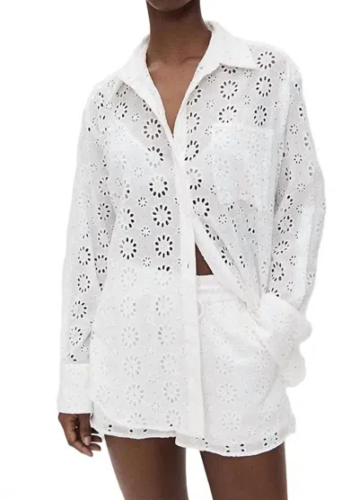 Le Superbe Eyelet Shine Over You Shirt In White