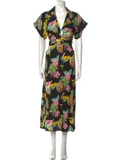 Pre-owned Le Superbe Floral Print Long Dress In Black