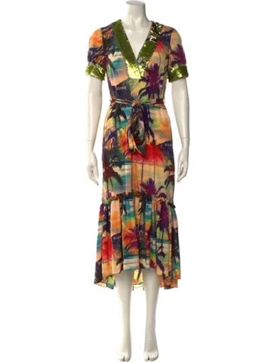 Pre-owned Le Superbe Floral Print Long Dress In Multi