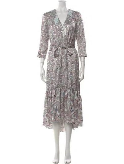 Pre-owned Le Superbe Floral Print Long Dress In White