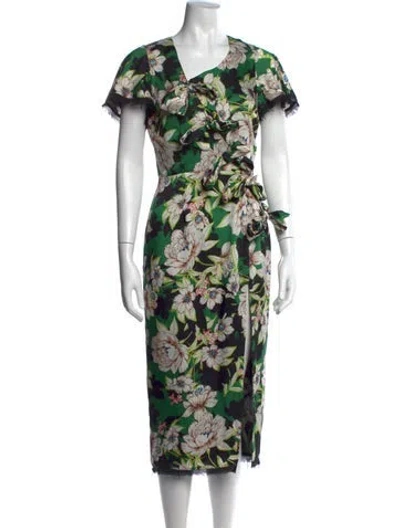 Pre-owned Le Superbe Floral Print Midi Length Dress In Black