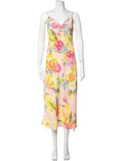 Pre-owned Le Superbe Floral Print Midi Length Dress In Pink