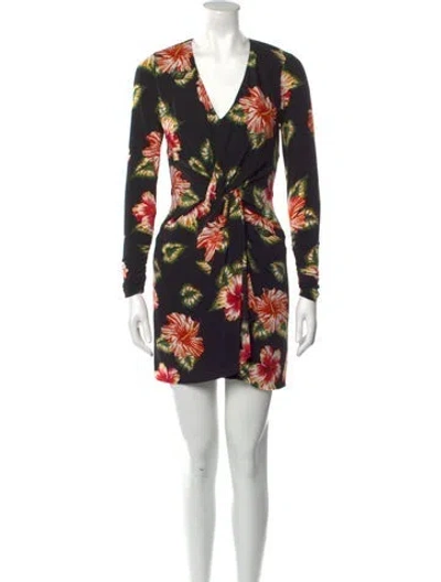 Pre-owned Le Superbe Floral Print Mini Dress In Black
