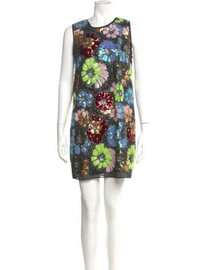 Pre-owned Le Superbe Floral Print Mini Dress In Black