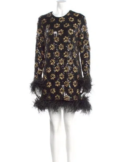 Pre-owned Le Superbe Floral Print Mini Dress In Black