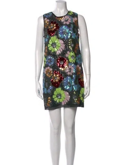 Pre-owned Le Superbe Floral Print Mini Dress In Black