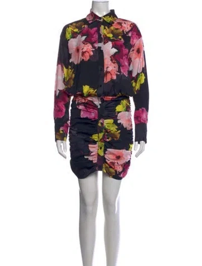 Pre-owned Le Superbe Floral Print Mini Dress In Black