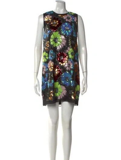 Pre-owned Le Superbe Floral Print Mini Dress In Black